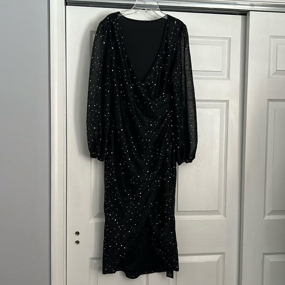 Stand out in the crowd Black sequin wrap style dress from Curve soul - Picture 1 of 4